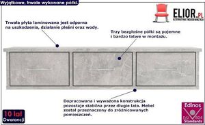 Elior Półka ścienna z szufladami Toss 3X - szarość betonu 2