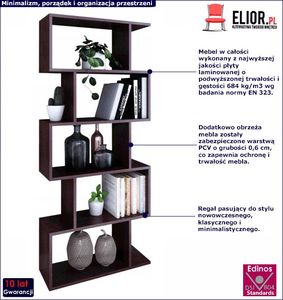 Elior Regał do salonu na książki i dekoracje dąb wenge - Aristo 4X 2