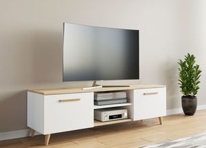 Elior Biała skandynawska szafka RTV do salonu - Pura 2S 3