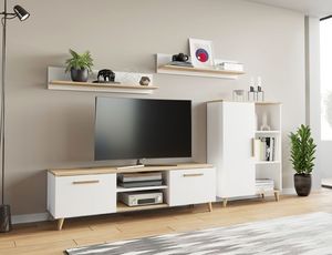 Elior Biała skandynawska szafka RTV do salonu - Pura 2S 4