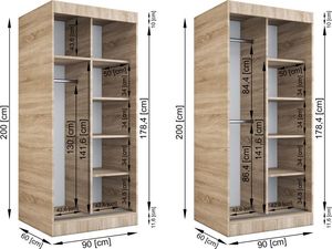 Elior Szafa przesuwna w kolorze biały + antracyt - Edna 2X 8