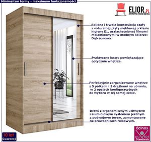 Elior Szafa przesuwna w odcieniu dąb sonoma 120 - Palmira 3X 2