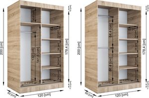 Elior Szafa przesuwna w odcieniu dąb sonoma 120 - Palmira 3X 7
