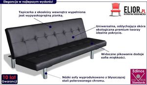 Elior Czarna kanapa rozkładana z Wally 2