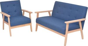 Elior Niebieski komplet tapicerowanych sof wypoczynkowych - Edris 3X 1