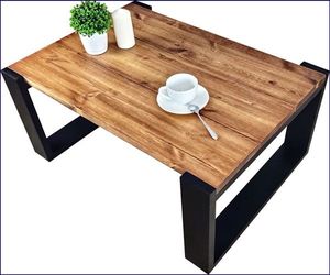 Elior Drewniana ława do salonu w stylu loftowym - Mokka 3