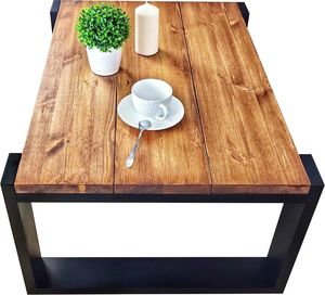 Elior Drewniana ława do salonu w stylu loftowym - Mokka 4