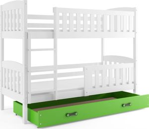 Elior Dziecięce łóżko piętrowe z zieloną szufladą 80x190 - Elize 2X 1
