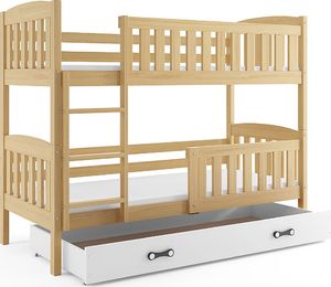 Elior Piętrowe łóżko dla dzieci z białą szufladą 90x200 - Celinda 3X 1