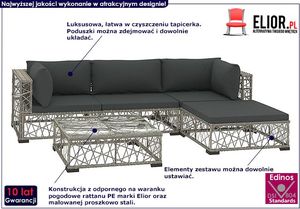 Elior 5-częściowy szary zestaw wypoczynkowy do ogrodu - Beck 5A 4