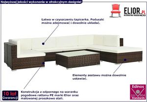 Elior 8-częściowy zestaw ogrodowy ze stolikiem brązowo-śmietankowy - Bero 8B 2