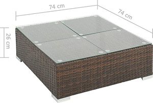 Elior 8-częściowy zestaw ogrodowy ze stolikiem brązowo-śmietankowy - Bero 8B 8