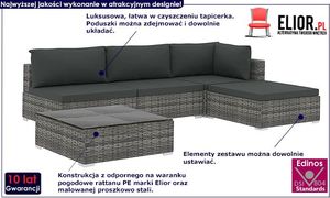 Elior 5-częściowy szary zestaw wypoczynkowy do ogrodu - Begi 5A 2