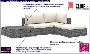 Elior 4-częściowy szaro-kremowy zestaw wypoczynkowy do ogrodu - Begi 4A 2