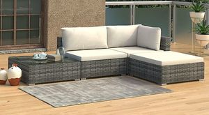 Elior 4-częściowy szaro-kremowy zestaw wypoczynkowy do ogrodu - Begi 4A 3