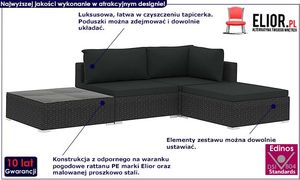 Elior 4-częściowy czarny zestaw wypoczynkowy do ogrodu - Begi 4A 2