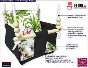 Huśtawka Elior Wodoodporna huśtawka kubełkowa dla dzieci liście - Ritex 2