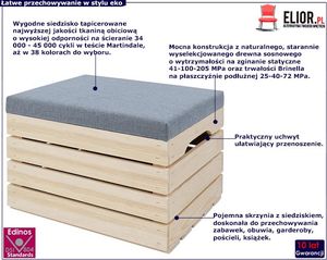 Elior Sosnowa skrzynia z siedziskiem Alva 2X- 38 kolorów 2