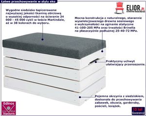 Elior Biała sosnowa skrzynia z siedziskiem Alva 3X- 38 kolorów 2