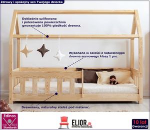 Elior Drewniane łóżko dziecięce domek - Rikko 90x140cm 2