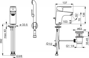 Bateria umywalkowa Oras Saga stojąca chrom (3908F) 2