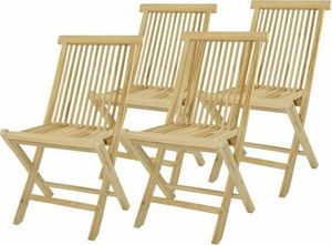 DLGTP Krzesła zestaw 4 szt. składane krzesła ogrodowe z drewna tekowego 1