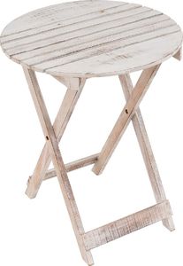 DLGTP Stół rozkładany białe drewno okrągłe 50cm średnicy 1
