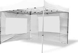 DLGTP Namiot ogrodowy 3x3 m ekspresowy, biały pawilon handlowy ze ściankami 1