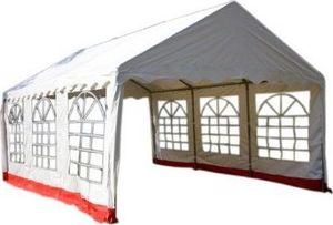 DLGTP Pawilon namiot handlowy namiot ogrodowy 4x6m - stalowy biało-czerwony 1