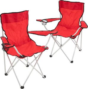 DLGTP Zestaw 2 krzeseł kempingowych do 120 kg składanych wędkarskich czerwone 1