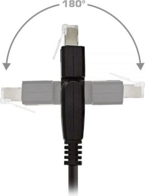 InLine Patchcord 180stopni S/FTP, PiMF, Cat.6A, 500MHz, halogen free, czarny 1m (76811X) 2