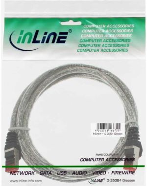 InLine Patchcord S/FTP, PiMF, Cat.6, PVC, przeźroczysty 0.3m (76433T) 2