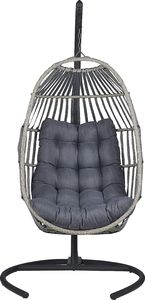 Shumee Fotel wiszący ze stojakiem rattanowy ciemnoszary SESIA 3