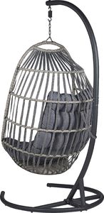 Shumee Fotel wiszący ze stojakiem rattanowy ciemnoszary SESIA 4