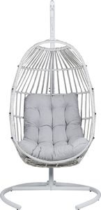 Shumee Fotel wiszący ze stojakiem rattanowy jasnoszary SESIA 3