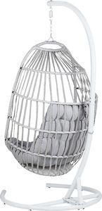 Shumee Fotel wiszący ze stojakiem rattanowy jasnoszary SESIA 4