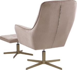 Shumee Fotel z podnóżkiem welurowy beżowy MOLLE 3