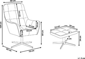 Shumee Fotel z podnóżkiem welurowy beżowy MOLLE 7