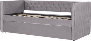 Shumee Łóżko wysuwane welurowe 90 x 200 cm szare GASSIN 5