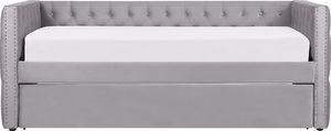 Shumee Łóżko wysuwane welurowe 90 x 200 cm szare GASSIN 7