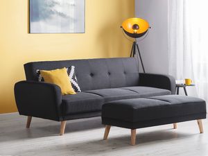 Beliani Sofa rozkładana 3-osobowa czarna FLORLI 2