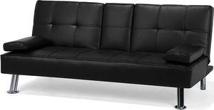 Shumee Sofa rozkładana ekoskóra czarna ROXEN 2