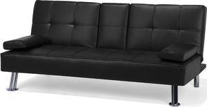 Shumee Sofa rozkładana ekoskóra czarna ROXEN 3