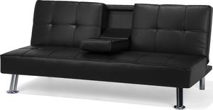 Shumee Sofa rozkładana ekoskóra czarna ROXEN 5