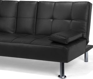 Shumee Sofa rozkładana ekoskóra czarna ROXEN 6