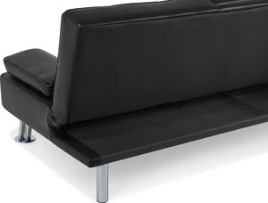 Shumee Sofa rozkładana ekoskóra czarna ROXEN 8