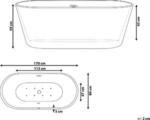 Wanna Shumee Wanna wolnostojąca LED z hydromasażem 170 x 80 cm biała HAVANA 9