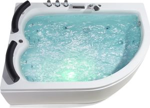 Wanna Shumee Wanna narożna LED prawa z hydromasażem 160 x 113 cm biała PARADISO 5
