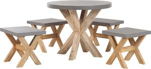 Shumee Zestaw ogrodowy okrągły stół i 4 stołki szary OLBIA 1