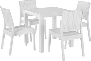 Shumee Zestaw ogrodowy stół i 4 krzesła biały FOSSANO 1